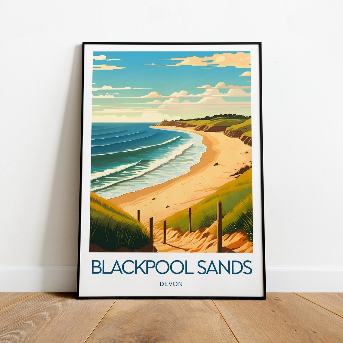 Blackpool Sands Devon Beach Coastal Path Retro Travel Poster - Image 2