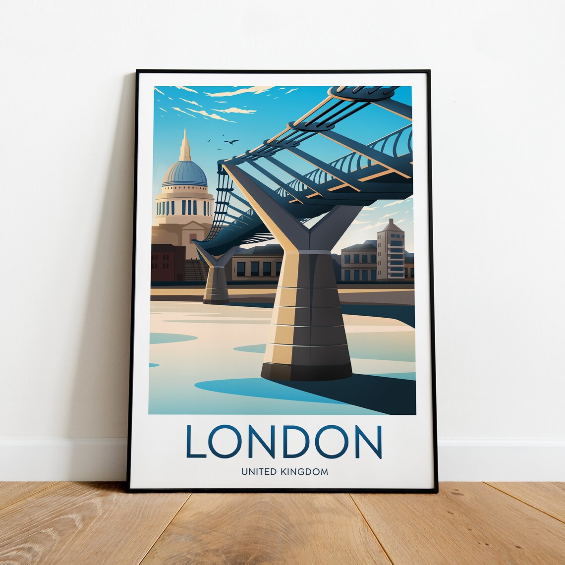 London United Kingdom Millennium Bridge St Pauls Vintage Poster - Image 2