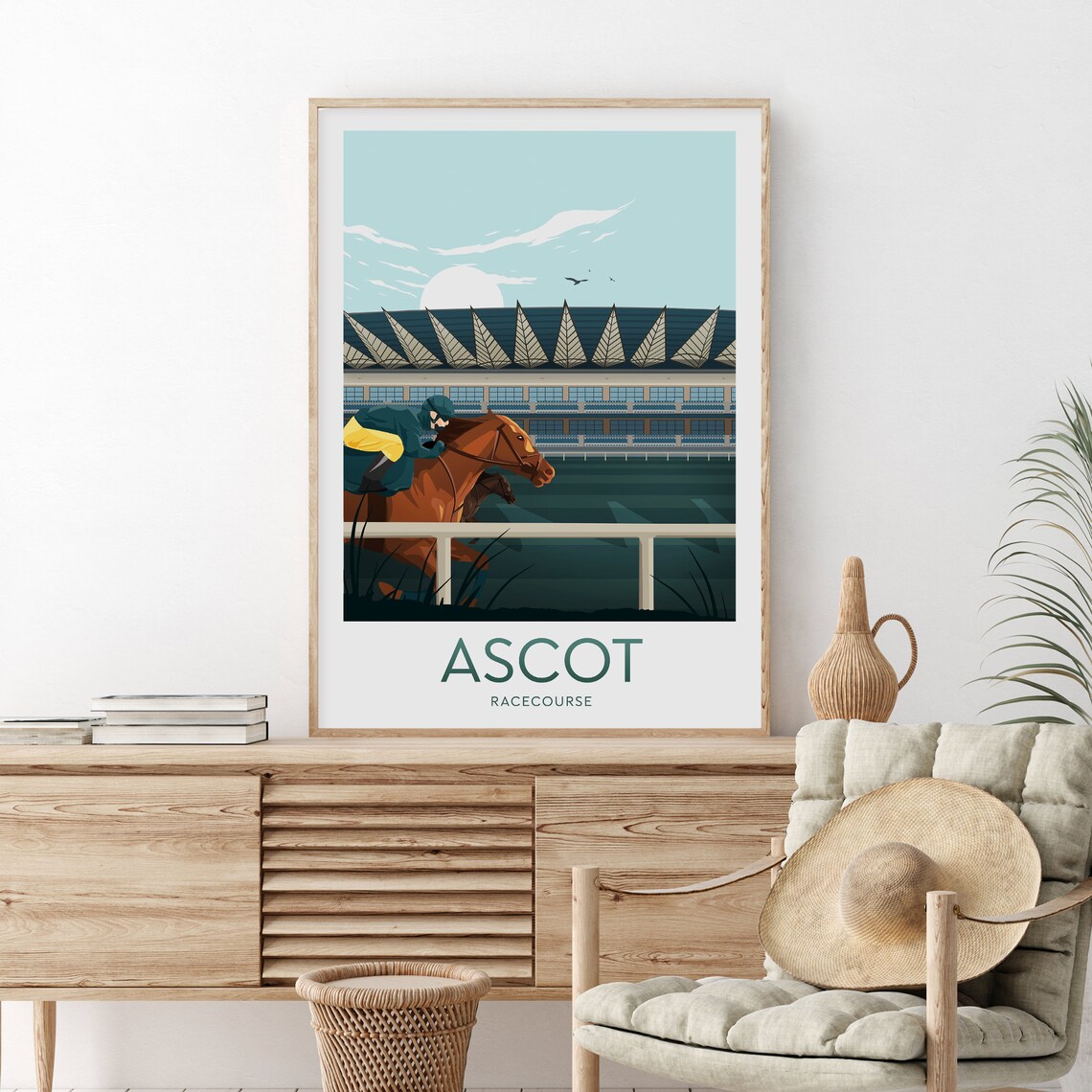 Ascot Racecourse UK Horse Racing Jockey Finish Sports Poster
