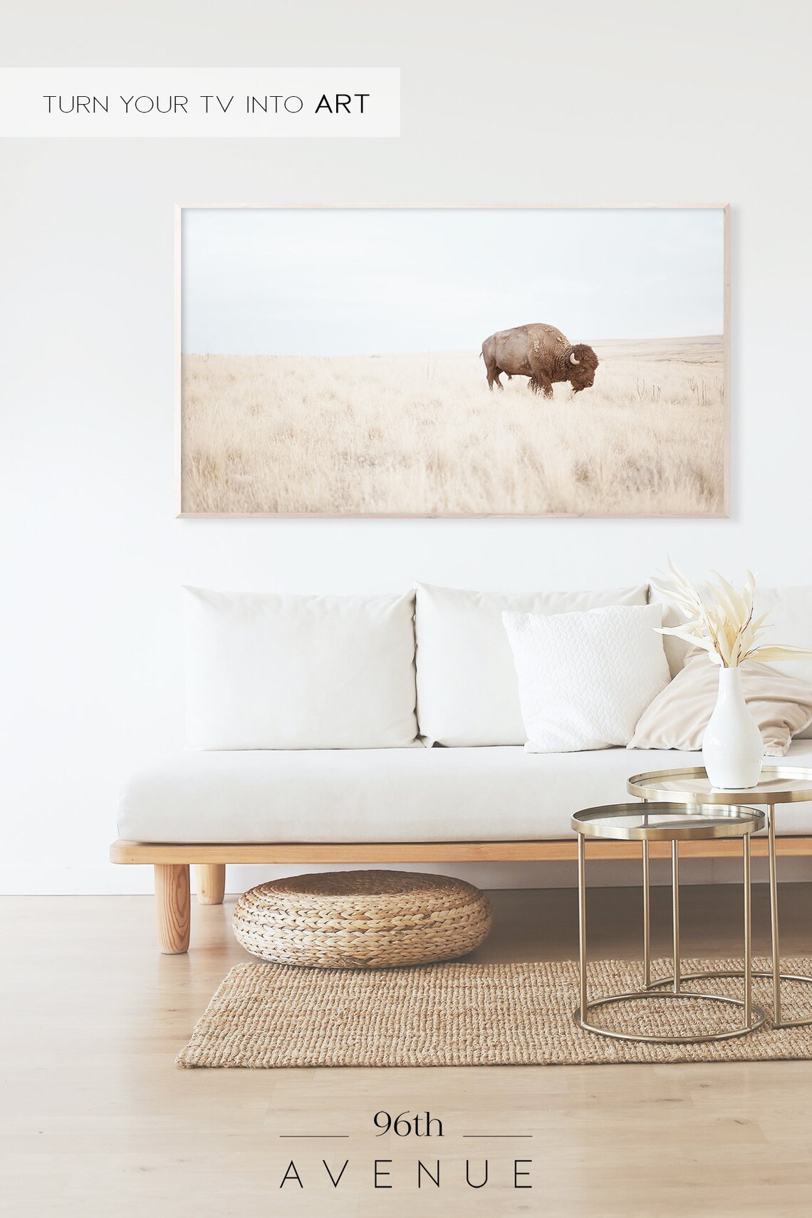 Farmhouse Bison Art, Western Wall Art Print - Image 2