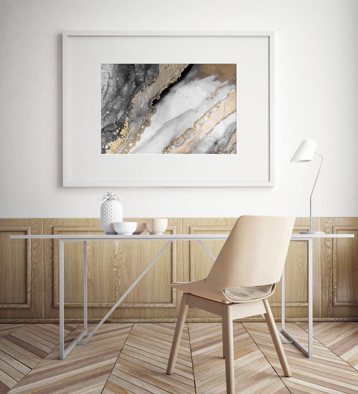 Black and Gold Marble Abstract Wall Art Print - Image 2