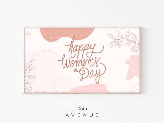 Happy Women's Day Script Pink Boho Floral Elegant Modern Art Poster