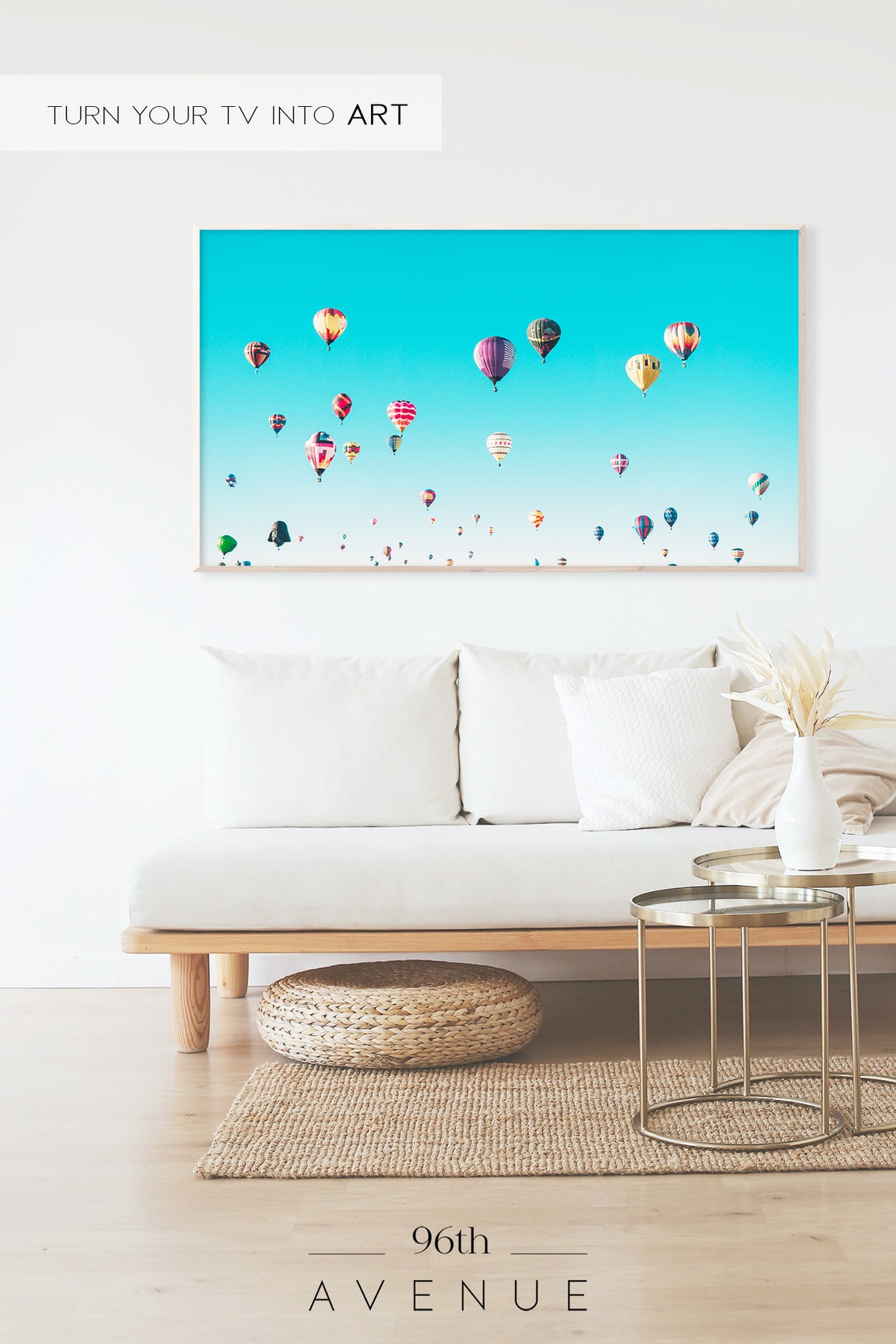 Colorful Hot Air Balloons Floating in a Turquoise Sky Poster - Image 2