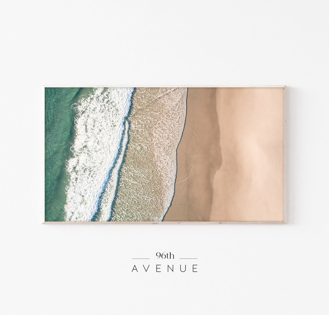 Aerial Beach Ocean Waves Coastal Art Print