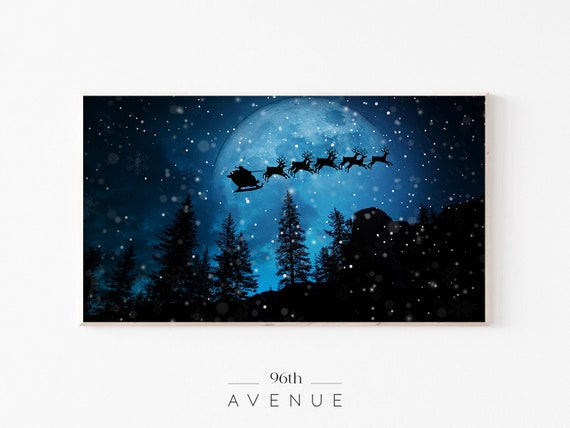 Santa Claus and Reindeers Christmas Art Print