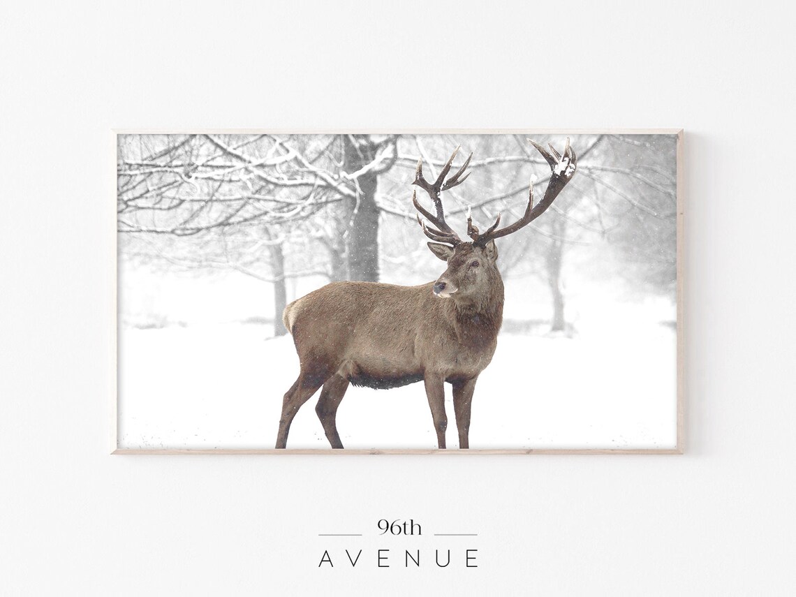 Winter Reindeer Art Print, Holiday Decor