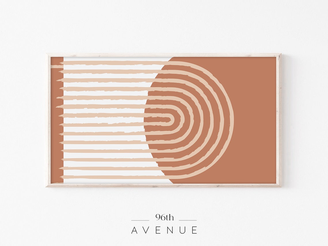 Mid Century Modern Terracotta Arch Abstract Graphic Art Poster