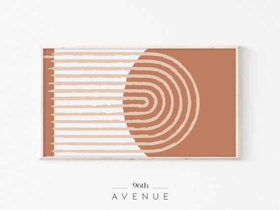 Frame Tv Art Mid Century Modern Tv Art Burnt Orange Minimalist Tv Art Abstract Frame Tv Art