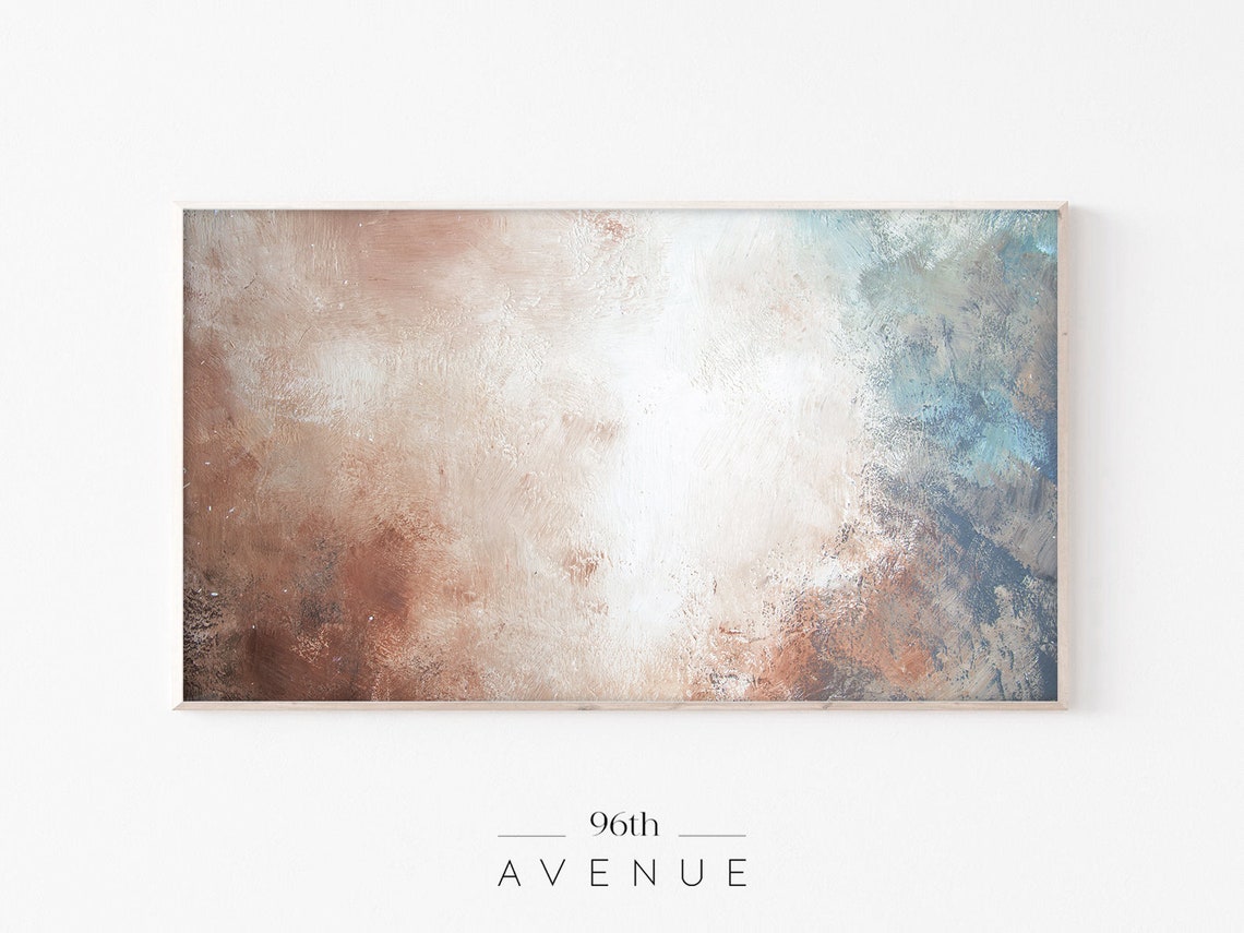 Soft Blush Pink Cream Blue Textured Abstract Painting Poster
