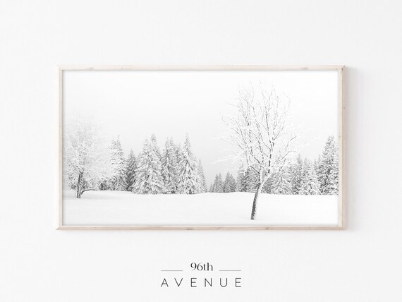Snowy Winter Woodland Trees Bright Minimalist Christmas Poster