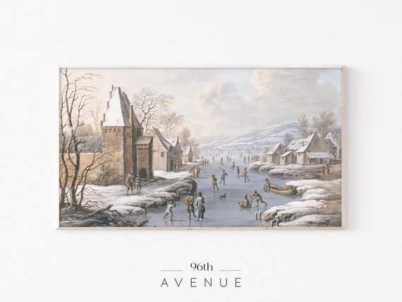 Vintage Christmas Painting Art Print for TV