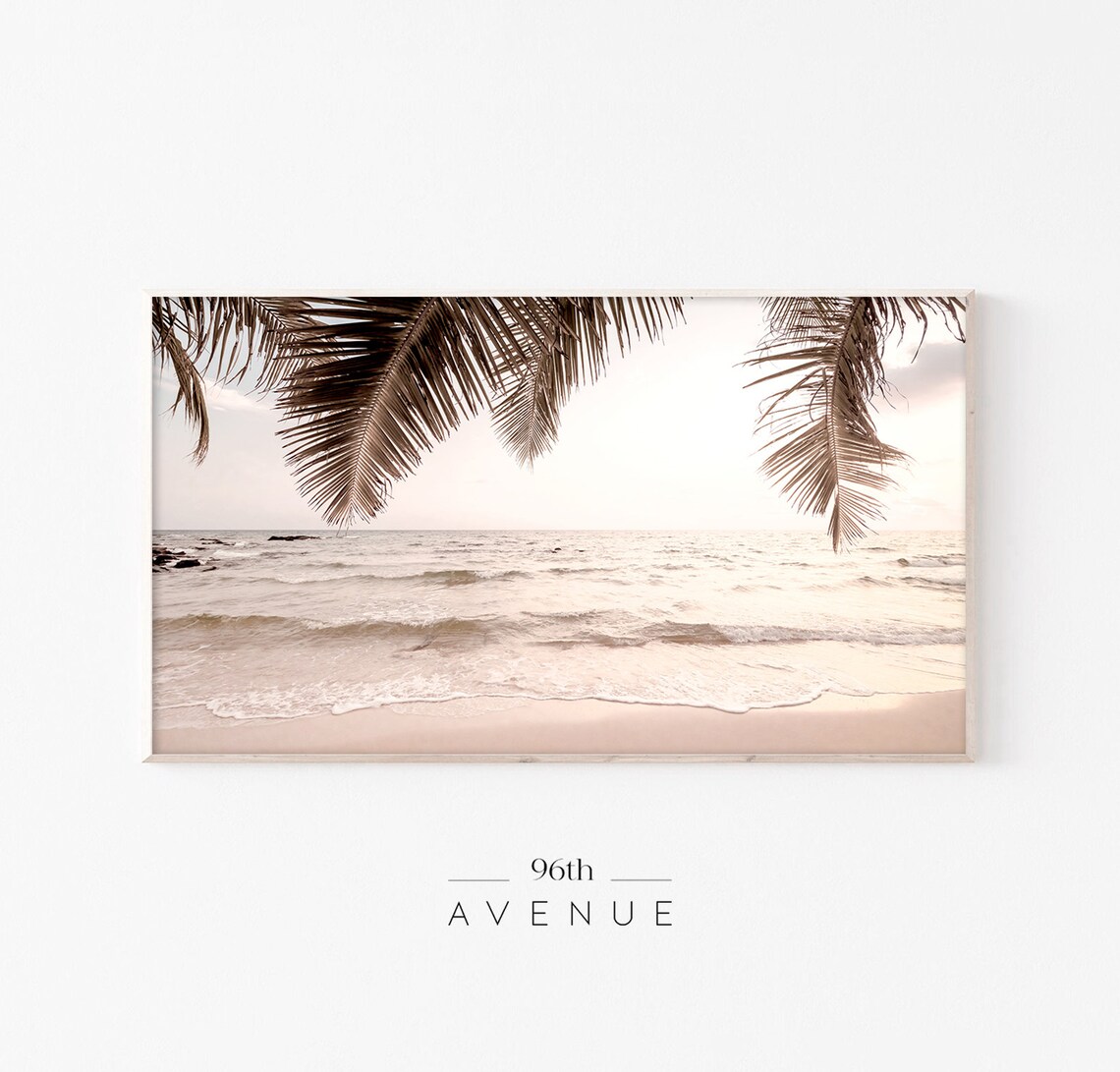 Beach Sunset Summer Palm Trees Art Print