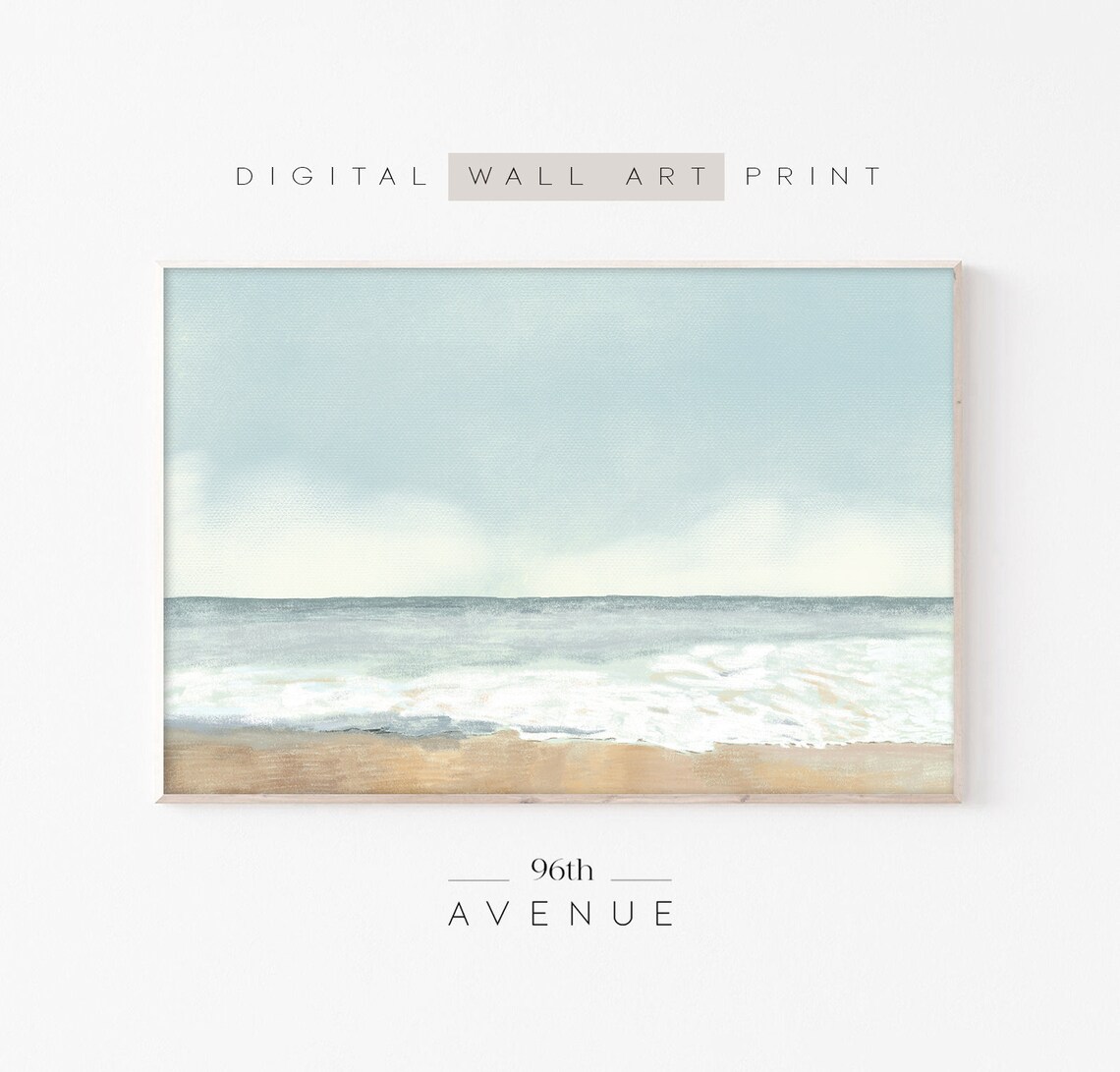 Beach Landscape Painting Vintage Coastal Scene Art Print