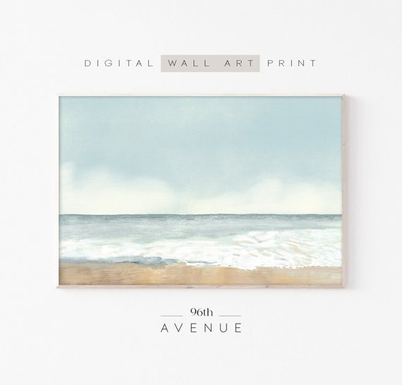 Beach Landscape Painting Vintage Coastal Scene Art Print