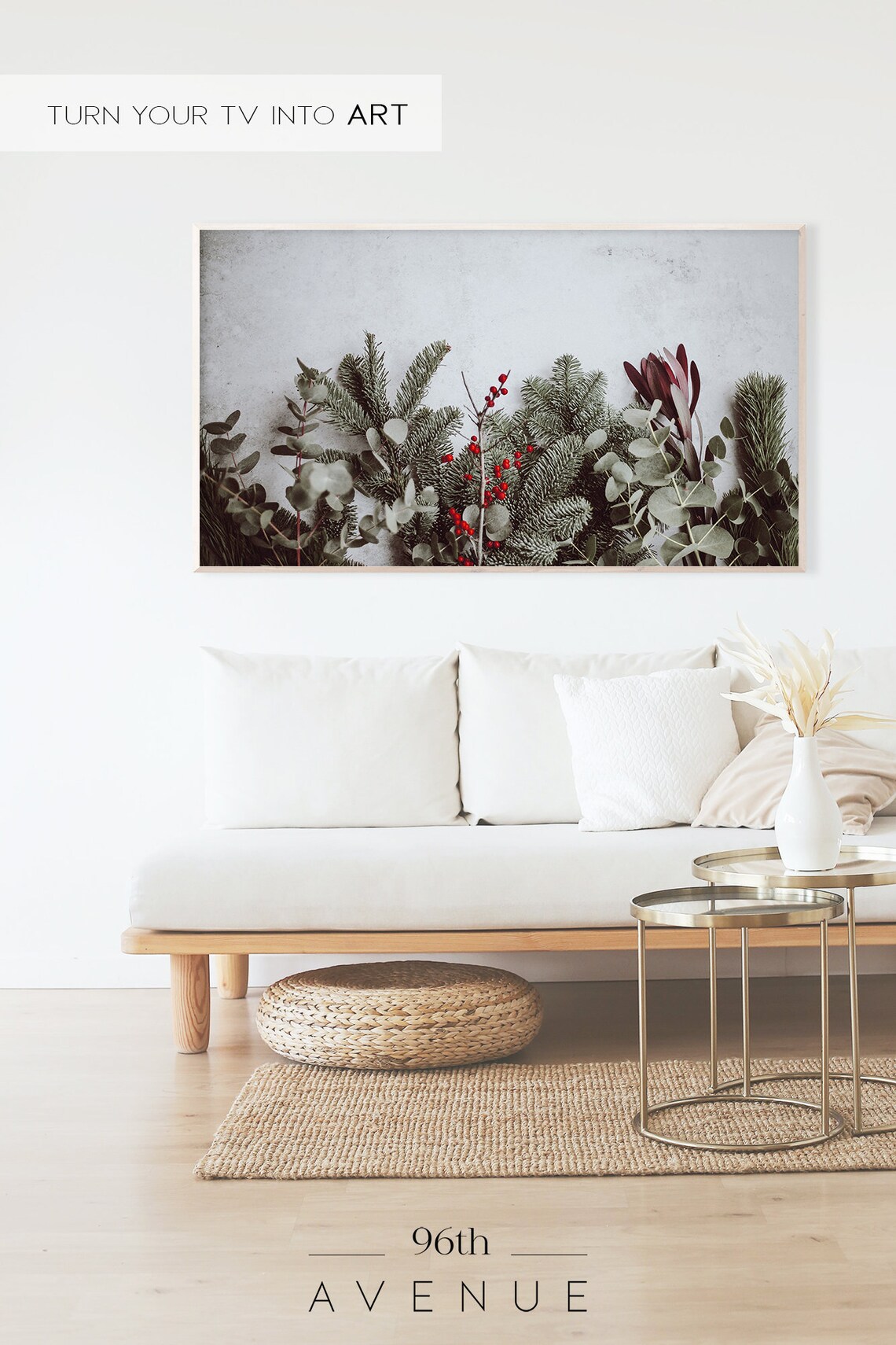 Christmas Pine Branches, Holiday Wall Art Print - Image 2