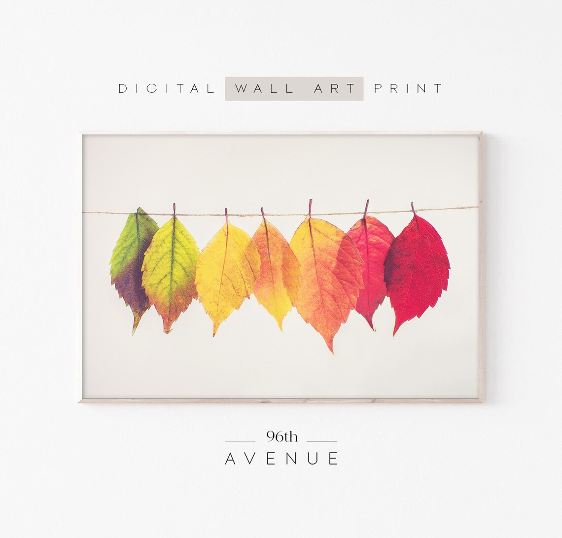 Autumn Botanical Leaf Art Print, Fall Dining Room