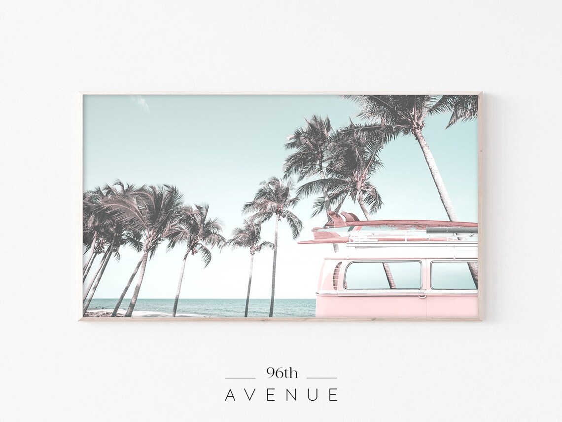 Palm Trees Coastal Art Print, Boho Van Theme