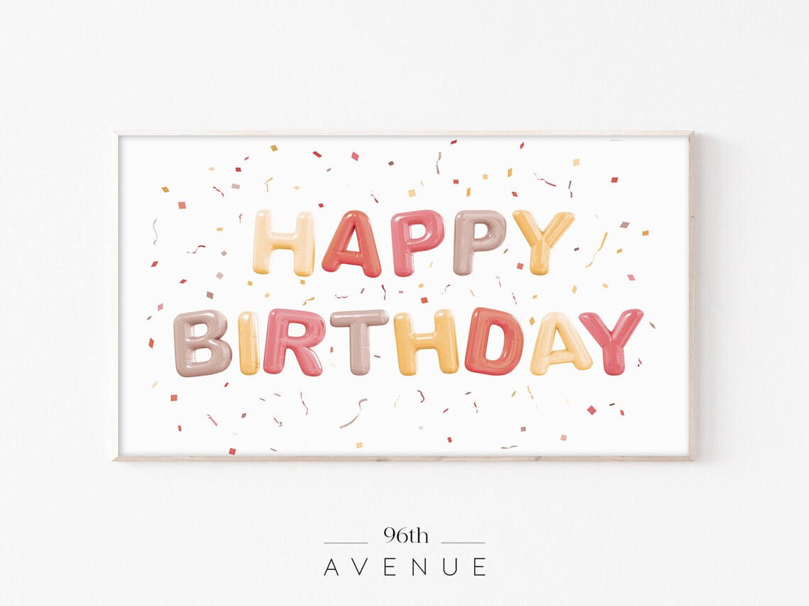 Happy Birthday Art Print, Frame TV Birthday Art