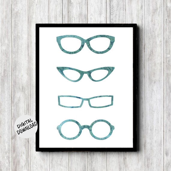 Optometrist Optician Gift Watercolor Eye Glasses Art Teal Wall Art Spectacles Wall Decor Eyewear Poster