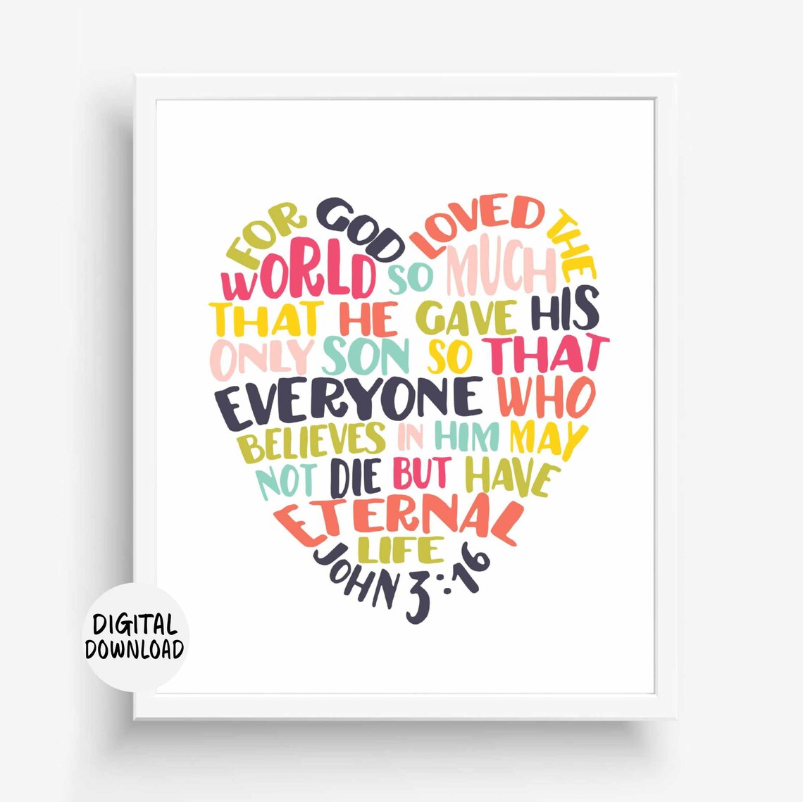 John 3:16 Sunday School Scripture Art Print