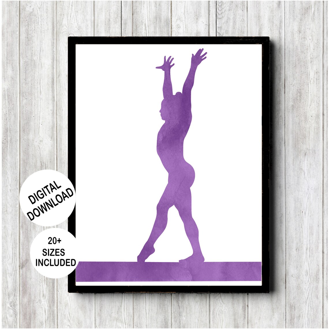 Women's Gymnastics Watercolor Balance Beam Art Print
