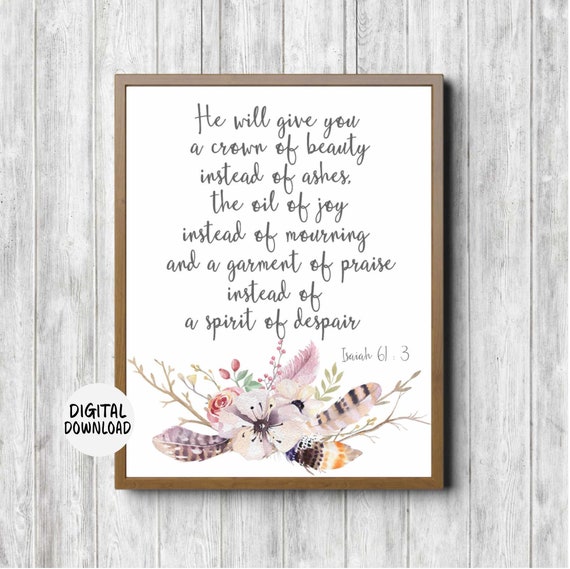 Scripture Rustic Wall Art, Isaiah 61:3 Bible Verse Art