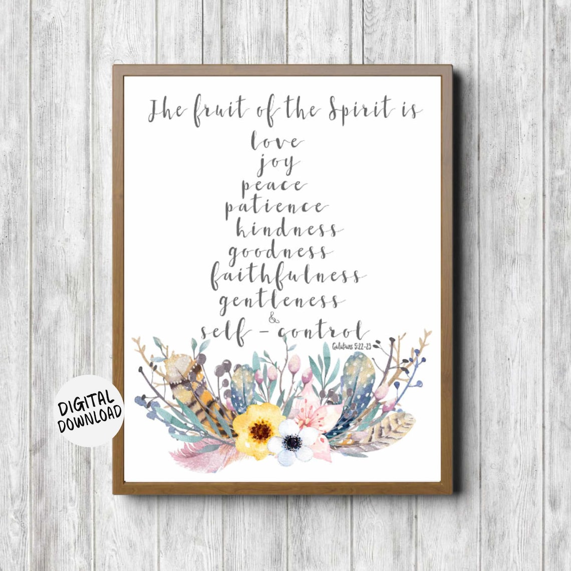 Fruit of the Spirit Scripture Rustic Bible Verse Art