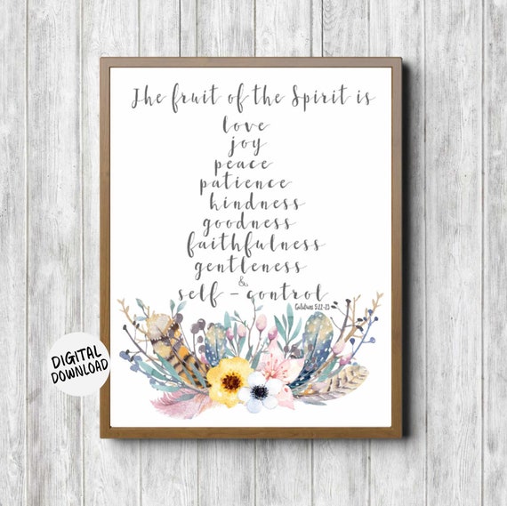 Fruit of the Spirit Scripture Rustic Bible Verse Art