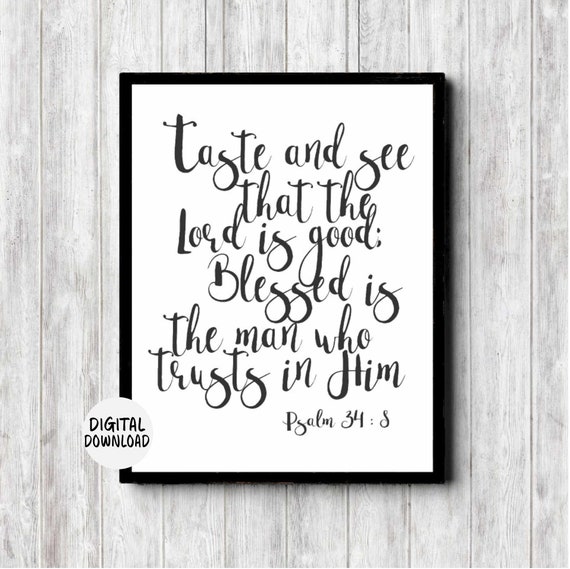 Scripture Wall Art Psalm 34 8 Teen Scripture Print Taste And See That The Lord Is Good Bible Verse