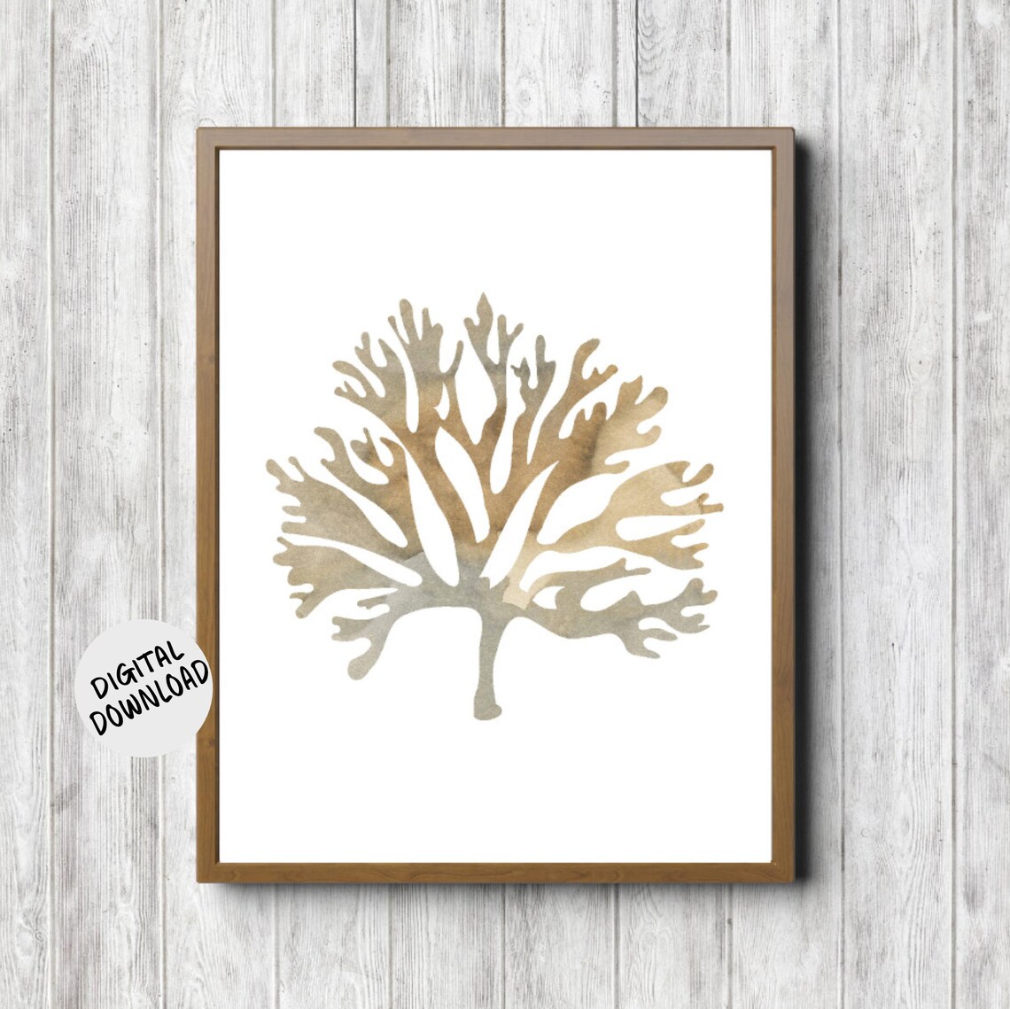 Rustic Watercolor Seaweed Wall Art Sea Coral Print Beach Theme Nursery Poster