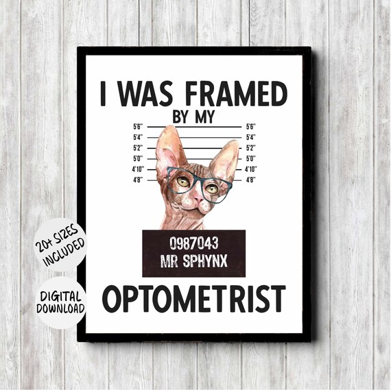 I Was Framed By My Optometrist Sphynx Cat Glasses Mugshot Poster