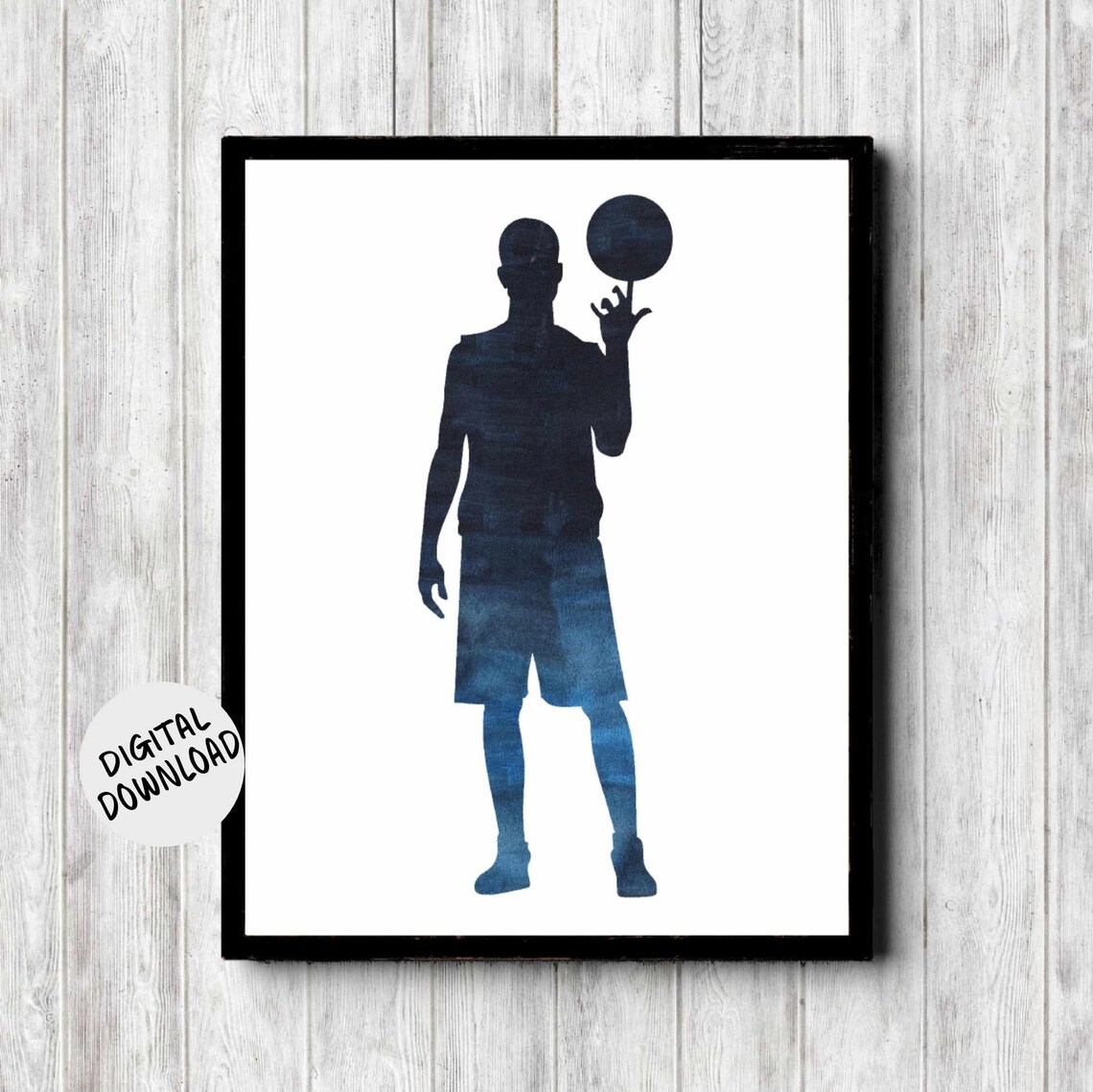 Basketball Player Silhouette Athlete Poster, Teen Room