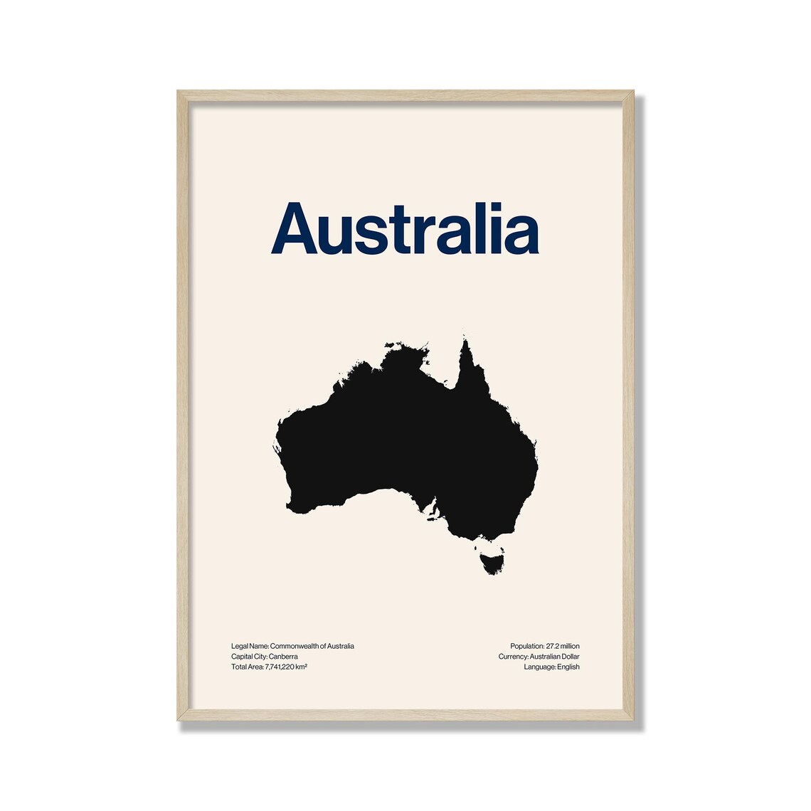 Minimalist Australia Map Print Modern Wall Art Contemporary Travel Poster Neutral Home Decor