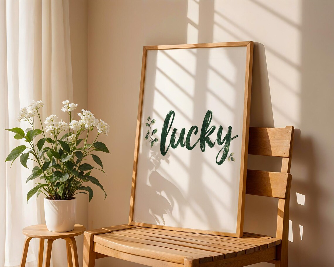 Lucky Green Text, Kitchen Office Room Decor - Image 4
