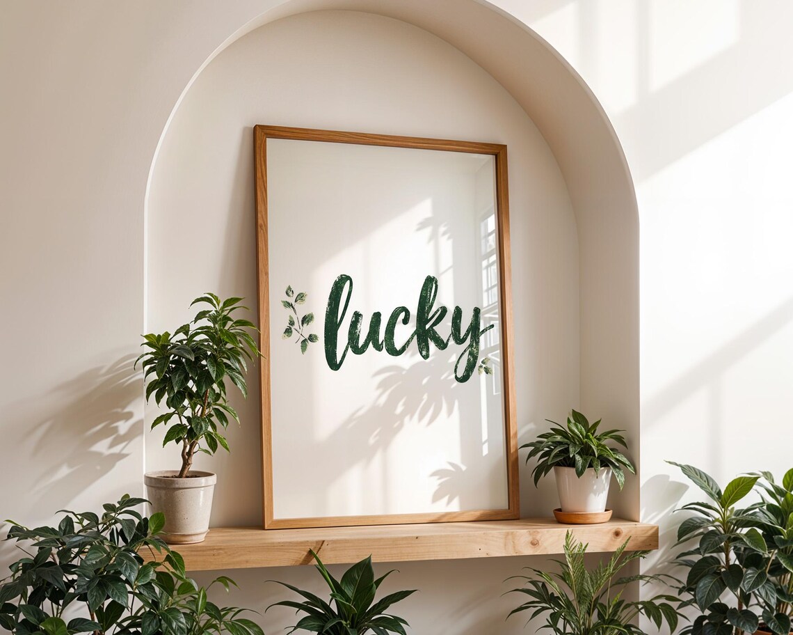 Lucky Green Text, Kitchen Office Room Decor
