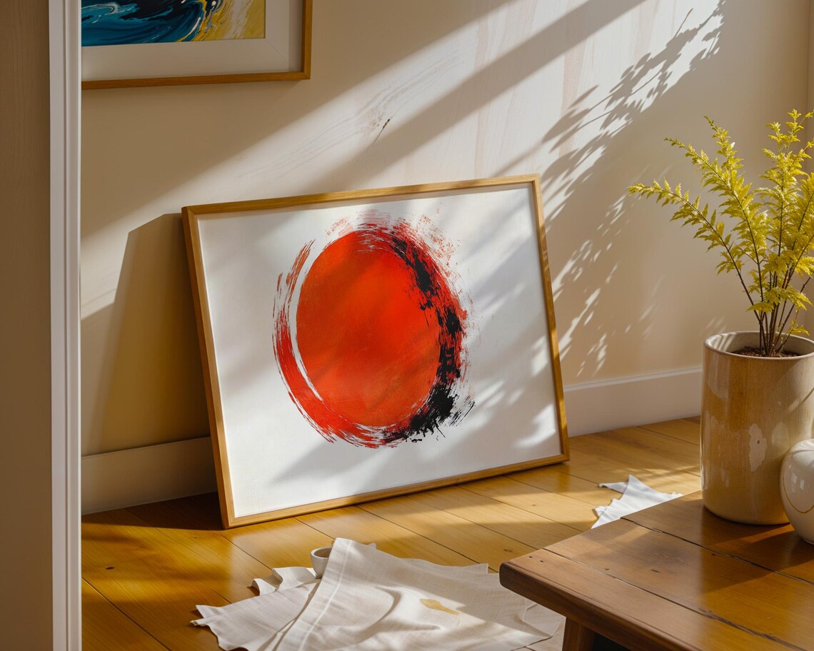 Big Orange Circle Paint Modern Art Poster Wall Art For Home Office Room Decor - Image 6