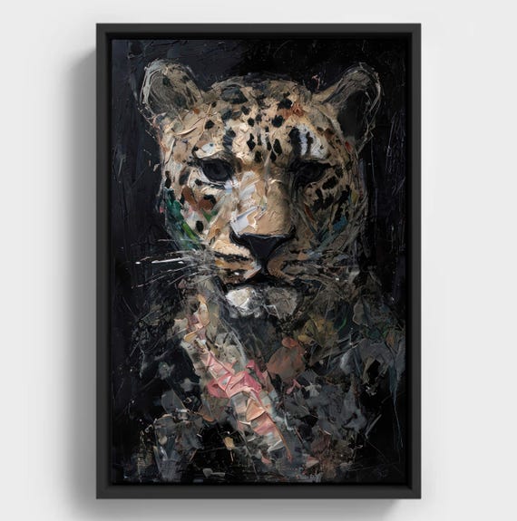 Abstract Leopard Portrait Bold Big Cat Oil Painting Instant