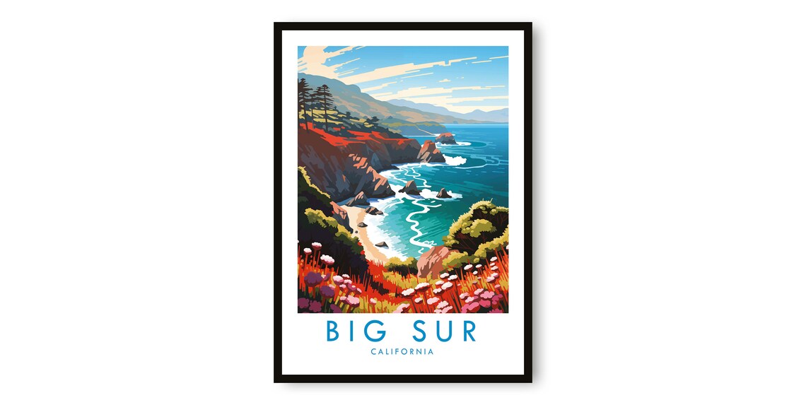 Big Sur California Rugged Sea Coast Vintage Travel Poster Art