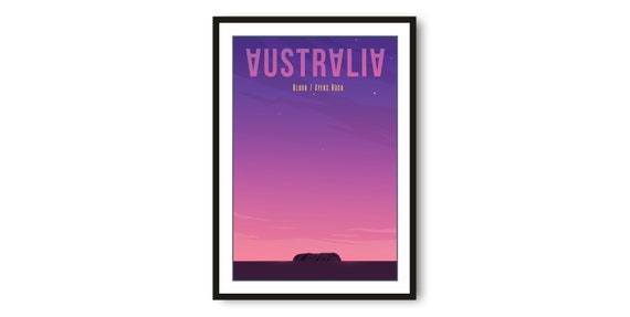 Ayers Rock Australia Travel Poster Minimalist Wall Art