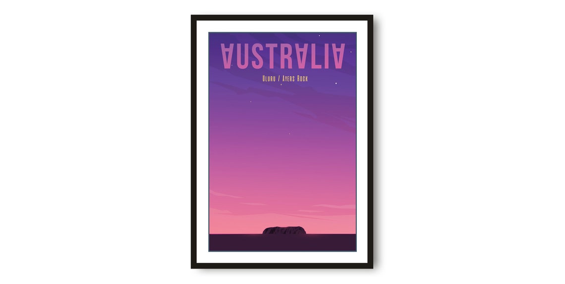 Ayers Rock Australia Travel Poster Minimalist Wall Art