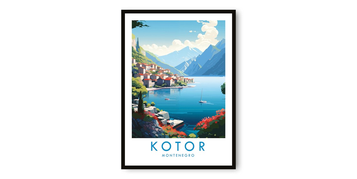 Kotor Montenegro Travel Poster, Art Print
