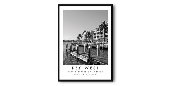 Key West Black and White Travel Poster