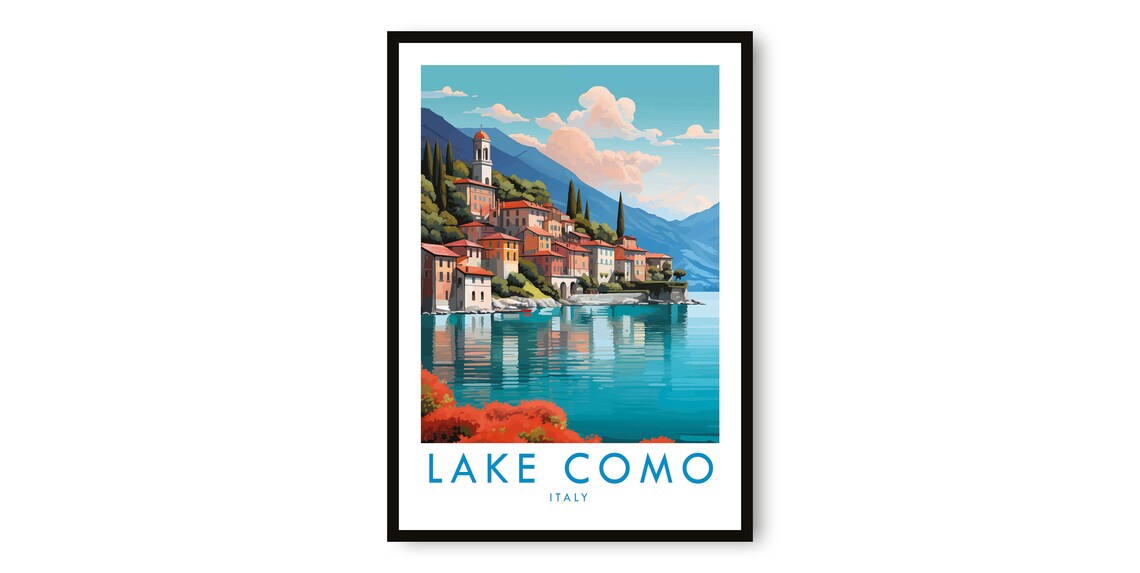 Lake Como Italy Travel Poster, Europe Art Print