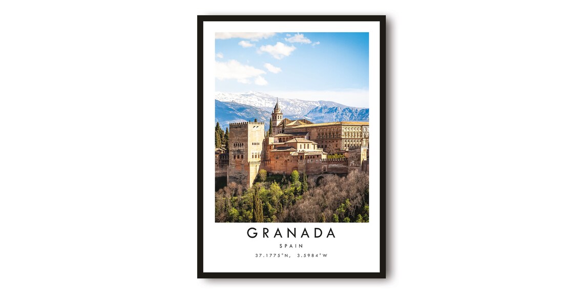 Granada Spain Travel Poster, European Wall Decor