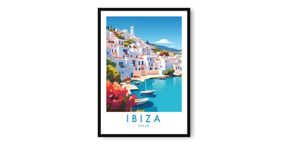 Ibiza Coastline Travel Poster, Spain