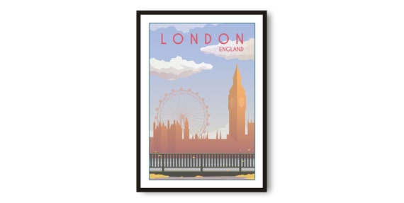 London Travel Poster, Minimalist City Art Print
