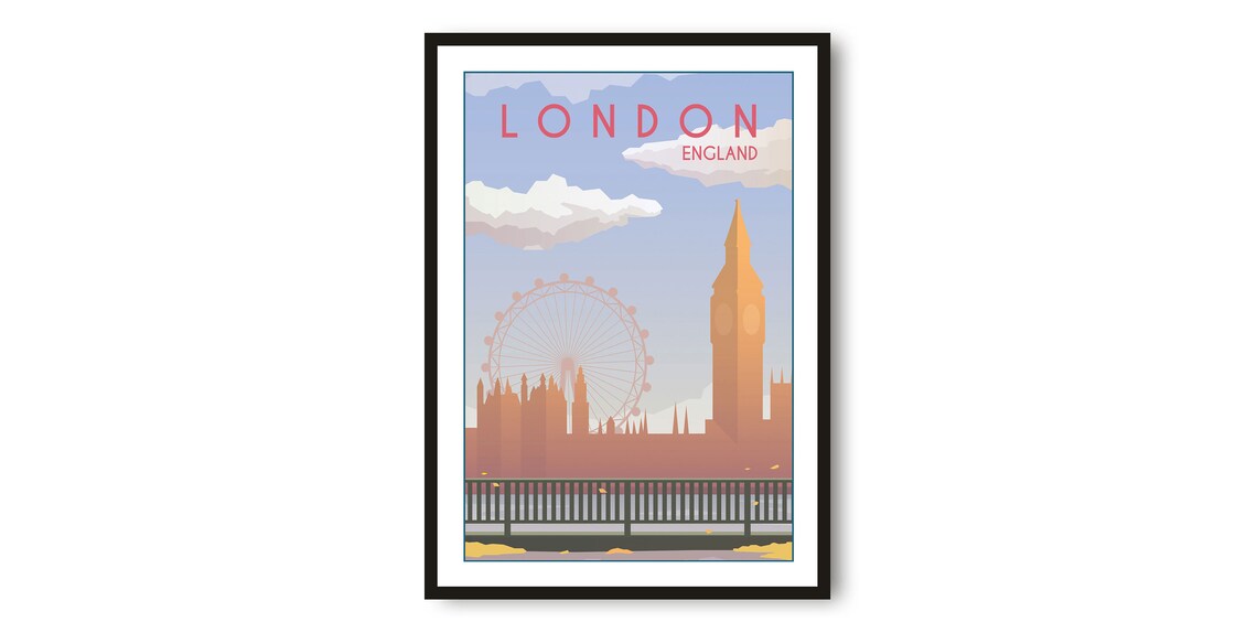 London Travel Poster, Minimalist City Art Print
