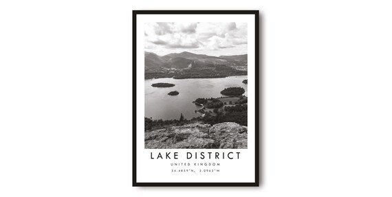 Lake District Black and White Minimalist Art Print