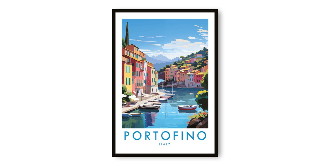 Portofino Italy Travel Poster, Fine Art Print