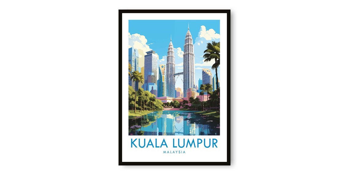 Kuala Lumpur Malaysia Petronas Towers City Skyline Travel Poster